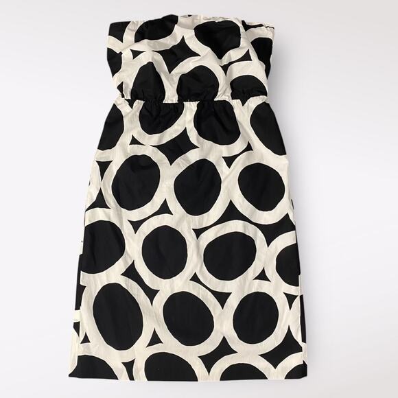 J. Crew NWOT Strapless‎ Geometric Mini Dress Womens Size 4 Black White - Picture 1 of 11